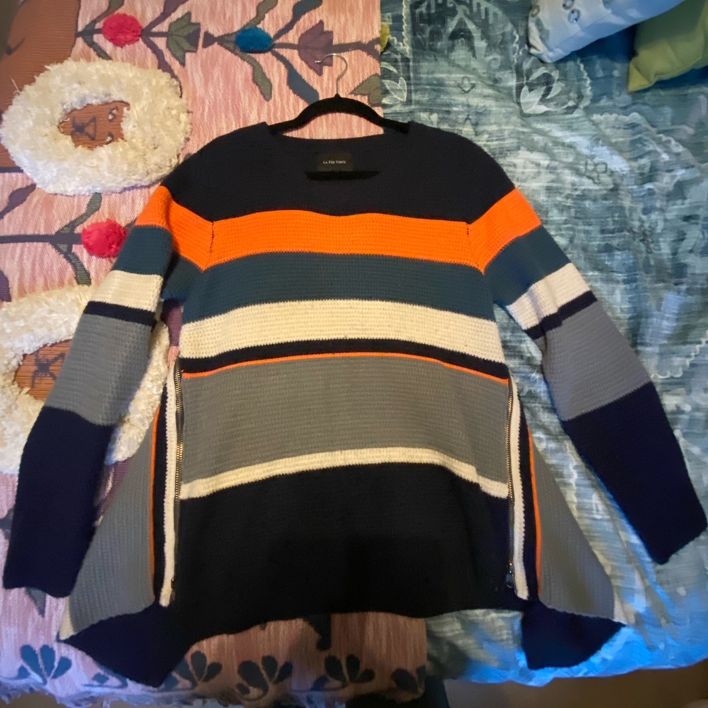 Anthropologie Crochet Sweater with Size Zipper Details
